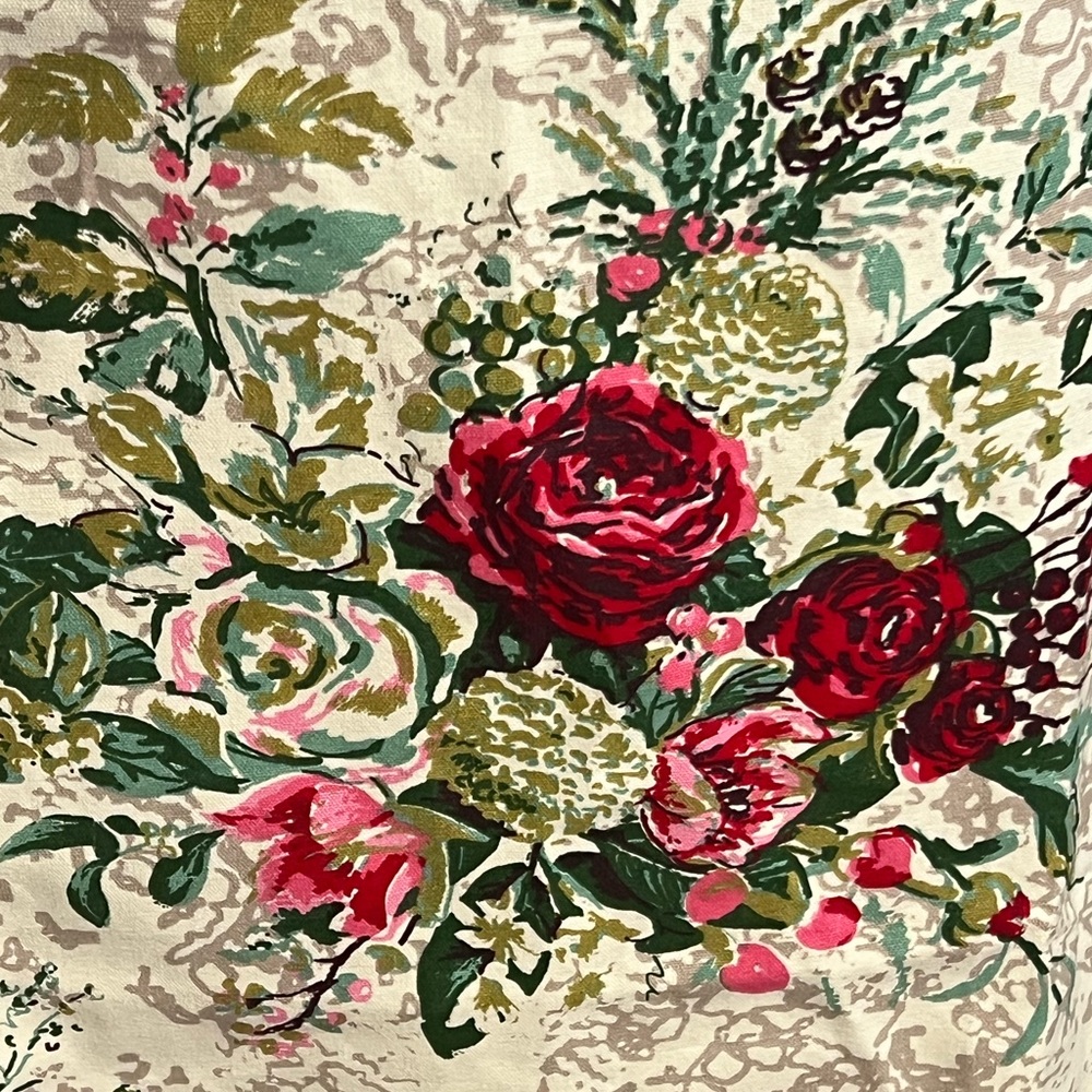 April Cornell MERRY Antique Floral Apron Cotton Canvas Christmas Holidays OS - Picture 7 of 13